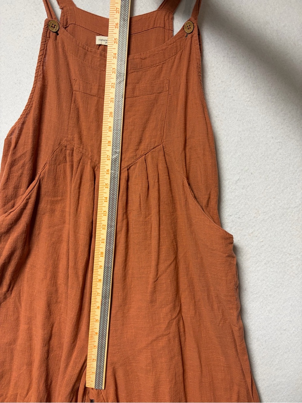 Natural Life Rust 100% Cotton Wide Leg Overalls Jumpsuit Size L Boho Lagenlook - Picture 9 of 10